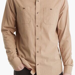 Travis Mathew Cloud Flannel Tan Button-Up Shirt